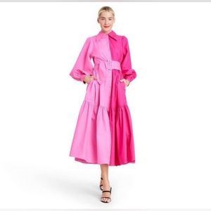 Christopher John Rogers x Target two tone pink dress with belt, size 6